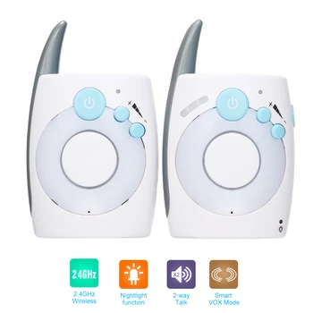 Nešiojamų 2.4 GHz Wireless Digital Audio Baby Monitor Dvipusis Ryšys Krištolinis Kūdikio Riksmas Detektorius Jautrus Dėžė