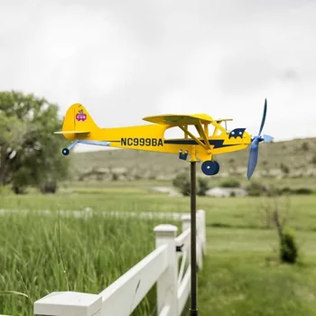 3D Vėjo Suktuko Plokštumos Metalo Lėktuvo Oro Mentiniai Plug-in vėjo malūnas Lauko Stogo Vėjo Krypties Indikatorius Dekoratyviniai Sodo Dekoro