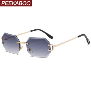 Peekaboo mados ponios akiniai nuo saulės taškus aštuonkampis uv400 frameless aukso metalo stačiakampio akinius vyrams lašas laivas karšto pardavimo 2022
