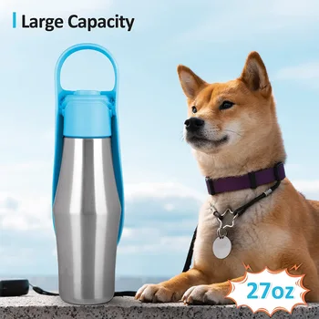 750ml Nešiojamas Šunų Vandens BottlePet Lauko Kelionės Žygiai Pėsčiomis Nerūdijančio Plieno vandens rezervuarą Kelionės Puodelis Kačių, Šunų Reikmenys