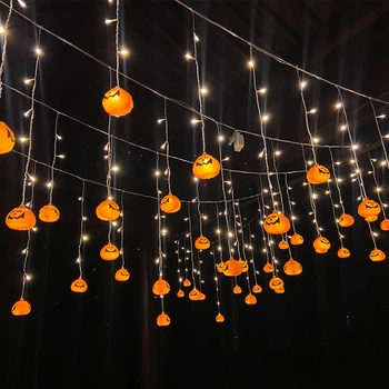 Naujas LED Helovinas Dekoratyvinių Moliūgų Užuolaidų Šviesos Eilutę Vaiduoklių Festivalis Velykų Scenos Dekoracija Spalvinga Žiburiai