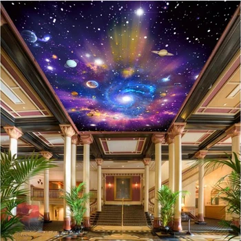 beibehang Užsakymą tapetai, 3d foto freskos spalvinga žvaigždžių visatos, kosminės galaxy svajonių kambarį zenith lubų tapyba 3d tapetai