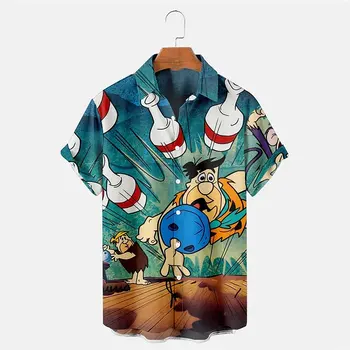 Nauji vyriški Marškiniai, Boulingas 3d Spausdinimo Įdomus Havajų Marškinėliai Vasaros Atlapų trumpomis Rankovėmis, Negabaritinių Unisex Palaidinės Mados Palaidinukė