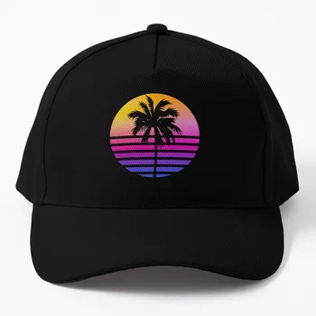 Retro 80s Saulėlydžio Palmių Estetinės Beisbolo kepuraitę Alpinizmo Paplūdimio Krepšys vakarų skrybėlės Vyras Bžūp Moterų