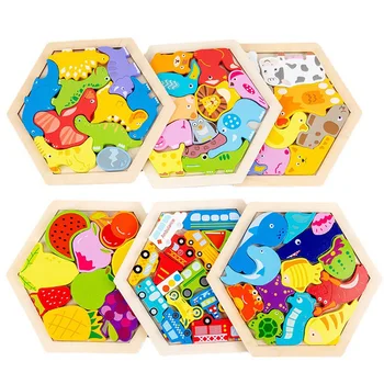 Vaikai Medinė Dėlionė Montessori, Žaislų, Kūdikio 1, 2-3 Metų amžiaus Vaikams, Cartoon Gyvūnų Matching Anksti Švietimo Žaidimai Žaislas