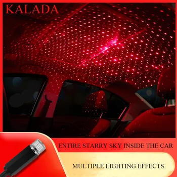 KALADA Spalvinga Automobilio USB LED Šviesos Atmosferą, Star Light RGB Spalvinga Muzikos Garso Lempa, Interjero Dekoratyvinės Stogo Star Naktį Žibintai