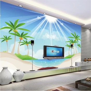 beibehang stereoskopinis tapetai TV fonas gražus pakrantės, Saulėtas Paplūdimys freskomis už kambarį tapetai papel de parede