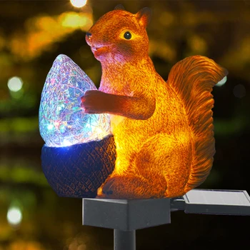 Lauko Apdailos Sodo Kuolo Saulės Lempos Gražių Spalvų LED Vandeniui Voverė Statuette Vejos Kelias dega Kiemas
