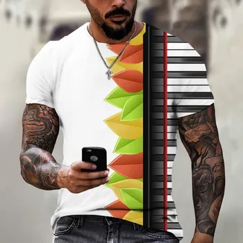 2023 Karšto pardavimo vyriški marškinėliai atsitiktinis mados muzikos Harajuku 3D spausdinimo O-kaklo etninės stiliaus vyriški negabaritinių trumpomis rankovėmis