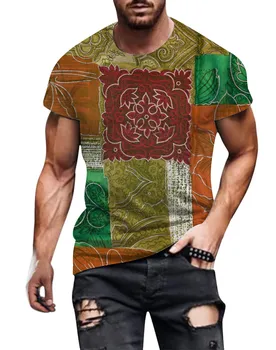 Derliaus Spalvų Kratinys 3D Atspausdintas Trumpas Rankovėmis Viršuje Negabaritinių marškinėliai Vyrų Mados Gatvė 2023 Naujas