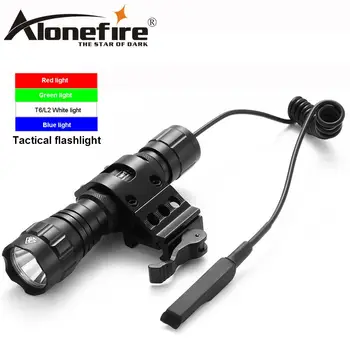 AloneFire 501Bs LED Taktinis Žibintuvėlis Balta/Žalia/Raudona/Mėlyna/XML T6 L2 Šviesos Fakelas Slėgio Jungiklis Mount Medžioklės Ginklą Šviesos