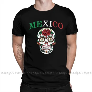 Meksikos Cukraus Kaukolės Juokinga, T-Marškinėliai Vyrams, Aukščiausios Kokybės 100% Medvilnės Trumpos Vasaros Rankovės Meksikos Futbolo Atsitiktinis Marškinėliai Laisvas