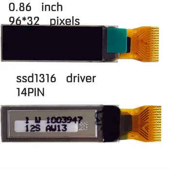 1PCS 0.86 Colių Baltos spalvos 96X32 96*32 OLED Ekranu IIC I2C Uosto 14Pin Sąsaja SSD1316 Vairuotojas
