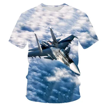Orlaivių Kovotojas Grafinis Marškinėliai Vyrams Viršūnes 3D Spausdinimo Moteriški Drabužiai Vasarą Vaikams Laisvalaikio T-shirt Juokinga Berniukų, Mergaičių Streetwear
