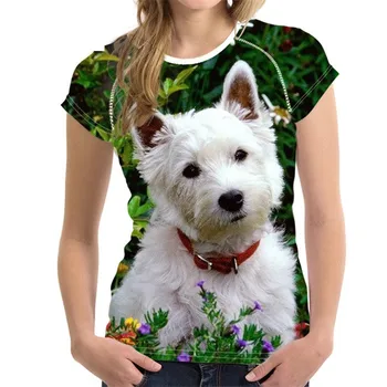 Mados Šuo 3D Spausdinimo T-shirts Gyvūnų Moterų Negabaritinių Marškinėliai O-kaklo Streetwear Moterų Y2K Harajuku Drabužius Moteriai, Trišakiai Viršų