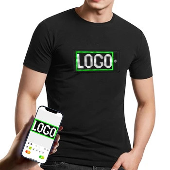 App Kontrolės LED Marškinėliai Programuojamas Ekrano Pasirinktinį Tekstą Suaugusiųjų Juoda Madingas Žėrintis Drabužių Rave Šalis Šviesą T-Shirt