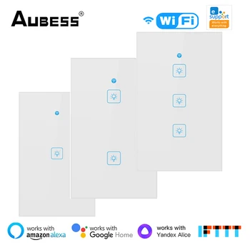 Aubess WiFi Smart Switch Su RF Funkciją Reikia Neutralaus Laido MUMS/ES WiFi Jungiklis ewelink APP Kontrolės Suooprts Alexa 