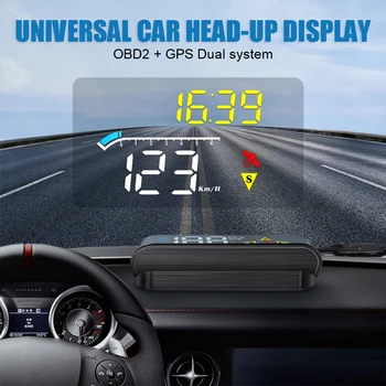 Automobilių HUD Spidometras Auto Elektronikos Priedai Mini prekinis, galinis Stiklo Projektoriaus Skaitmeninio M17 OBD GPS Head Up Display už Visus Automobilius