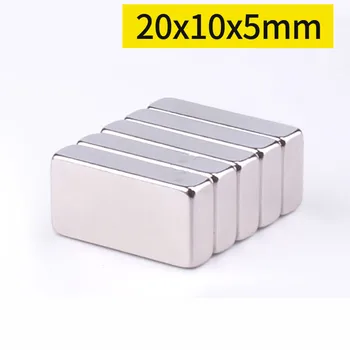 20x10x5 mm Galingas Quadrate Magnetinio Nuolatinis Magnetas 20x10x5mm Super Galingas magnetas Neodimio Magnetai 20*10*5 mm