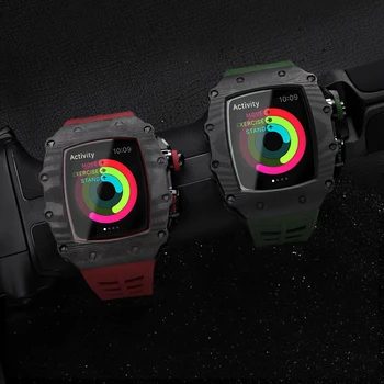 Anglies Pluošto Atveju + Diržu, Apple Watch Band 45mm 44mm Modifikuotų Atveju iWatch Serijos 8/7/6/5/4/SE Screen Protector Cover