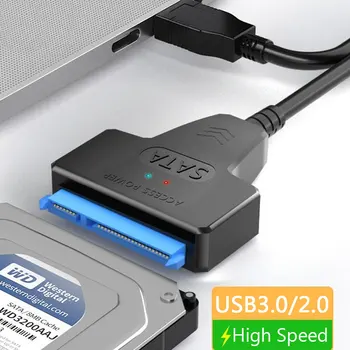 SATA į USB 3.0 / 2.0 Kabelį Iki 6 Gb 2,5 Colių Išorinį HDD SSD Kietąjį Diską SATA 3 22 Pin Adapteris USB 3.0 prie Sata III Laido