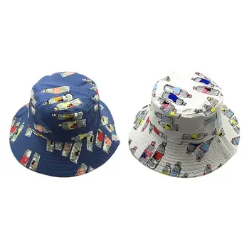 2XPC Kolegija Stiliaus Unisex Kūrybos Gėrimo Butelis Spausdinti Kibiro Kepurę Grįžtamasis Dvipusis Harajuku Hip-Hop Žvejo Kepurė