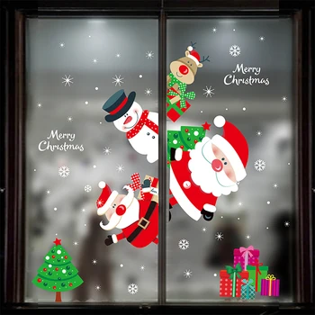Linksmų Kalėdų Langą Lipdukai Kalėdų Dekoracijas Namų Navidad Papuošalai Cristmas Sienos Lipdukai Dovanos Laimingų Naujųjų Metų 2021