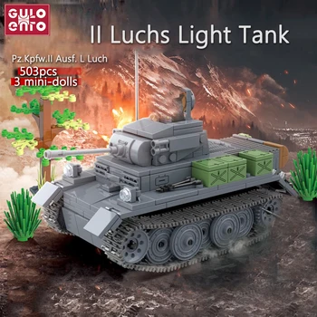 Panzer II Luchs tanketės Plytų Komplektas WW2 Karinių Ginklų Bakas Blokai Kūrybos SS Modelių, Vaikiški Žaislai, Vaikų Dovanų