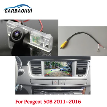Automobilio Atbulinės Galinio vaizdo Kamera Peugeot 508 2011~2014 2015 2016 Suderinama Pradinį Ekraną Transporto priemonių Atsargines CAM Rinkiniai RCA Adapteris