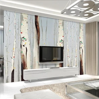 Individualizuotos fono paveikslėlį 3d freskos tėtis peint abstrakčiai aliejaus tapybai baltas beržas miško TV fono sienos kambarį miegamojo tapetai