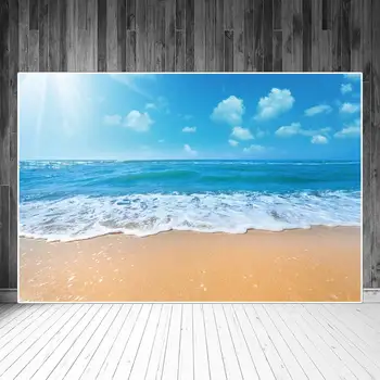 Vasaros Atostogų Šalis Jūros Paplūdimio Backdrops Fotografijos Apdailos Debesys Mėlynas Dangus, Bangos, Smėlis Užsakymą Vaikų Photocall Fone