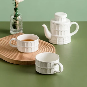 Kūrybos Pizos Bokštas Keramikos Arbatos Nustatykite 1 Vandens Puodą 2 Puodeliai Dovanų Dėžutėje Set Home Popietę Arbatos Puodelio Kavos Puodelis Pieno