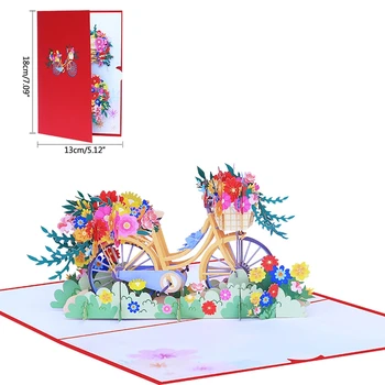 3D Pop-Up Dviračių Gėlių Kortelės, Sveikinimo Palaima Pranešimą Popieriaus Tiekimo Dropshipping