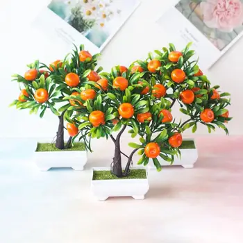 Dirbtinė Apelsinų Medis Bonsai Dirbtiniai Augalai Mandarinų, Persikų Vaisius Medžio, Vazoninių Namų Dekoro Netikrą Bonsai Amatų Ssupplies