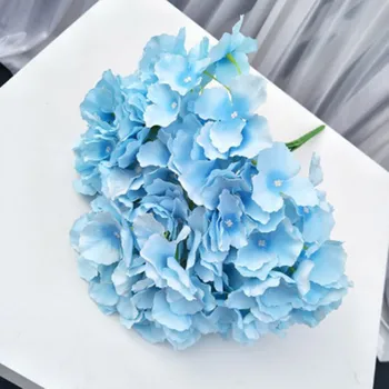 5 Vadovai Mėlynas Dirbtinis Hydrangea Gėlių Vestuves Apdaila Rankų Darbo Tikroviška Gėlių Puokštė
