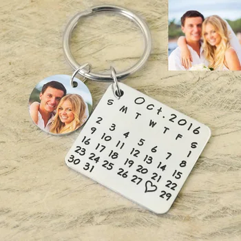 Asmeninį Kalendorių Keychain su Nuotrauka Užsakymą Pora Nuotrauką Key Chain Vestuvių Naudai, Raktų Žiedas Valentino Dienos Dovana Jai ir Jam