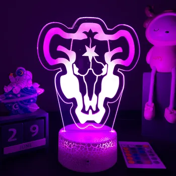 3D LED Lempos Anime Black Dobilų Naktį Šviesos Black Bull Modelis naktinė lempa Vaikams, Vaiku, Miegamojo Puošimas Naktiniai staleliai, Stalinės Lempos