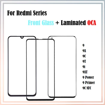 10vnt Už Xiaomi Redmi 9A 9C 9T 9i 9AT 9 Maitinimo Gruntas LCD Priekiniai Jutiklinis Ekranas Išorinis Objektyvo Stiklo Skydelis Su OCA Laminuotos