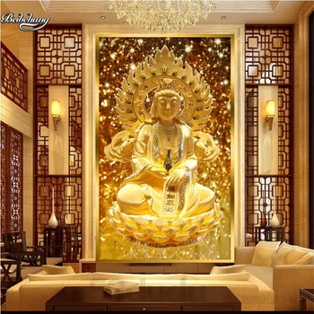 beibehang Aukso Guanyin sėdi lotoso paramos salė altoriaus fone zenith užsakymą didelė freska ne austi tapetai, tapetų