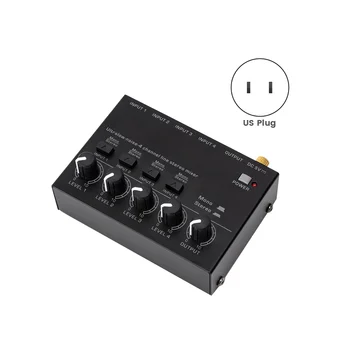 Mini Stereo Mixer MAX400 Ultralow Triukšmo 4 Kanalų Maišyklės Maišymo Konsolės DC5V už elektrine Gitara, Būgnas,Fortepijonas, JAV Plug